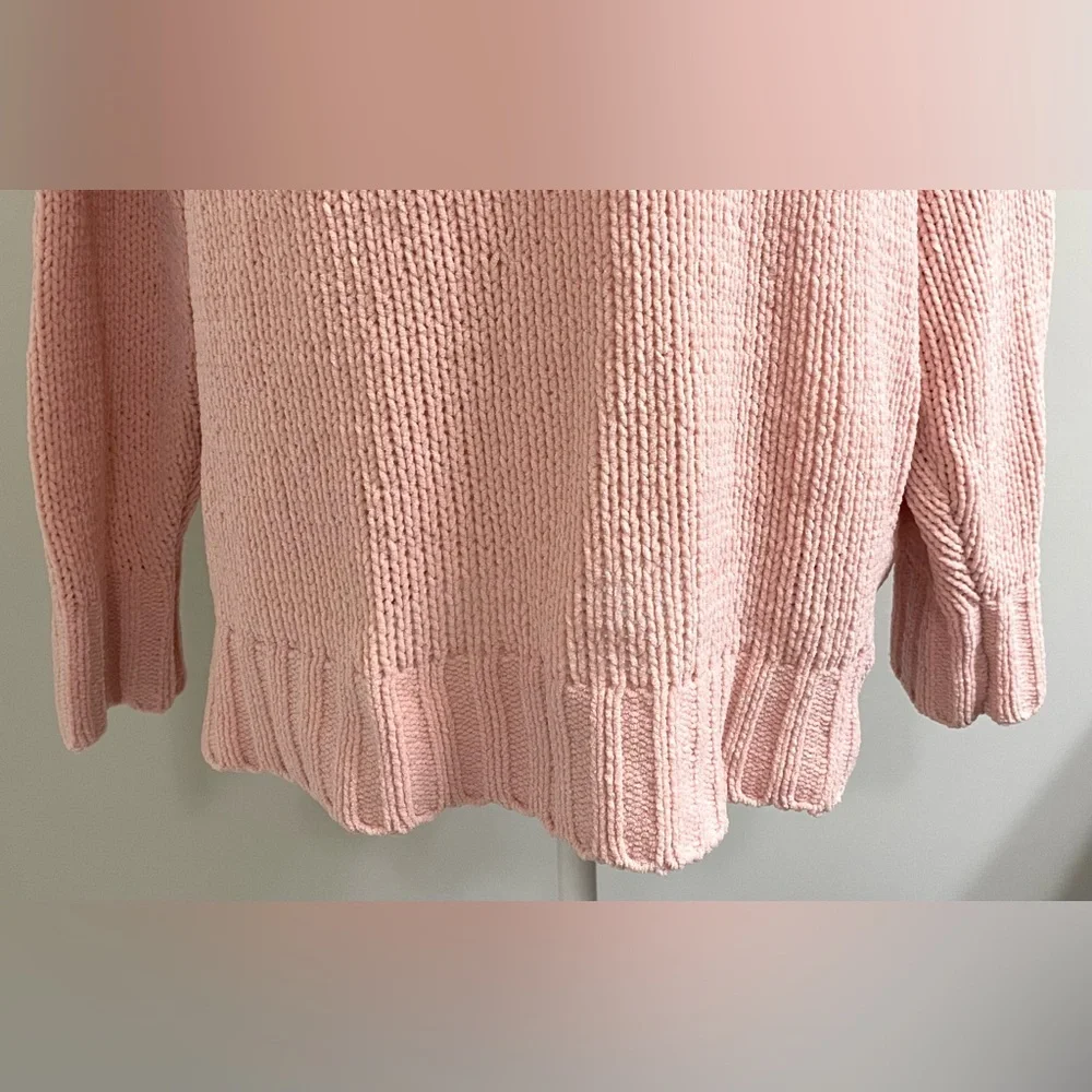 Aerie Womens S Pink Oversized Long Sleeve V-Neck Sweater Boho Cottage Cabincore - Picture 3 of 15